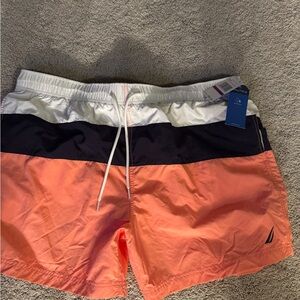 Nautica Men's Swim Trunks - Orange, White, and Black